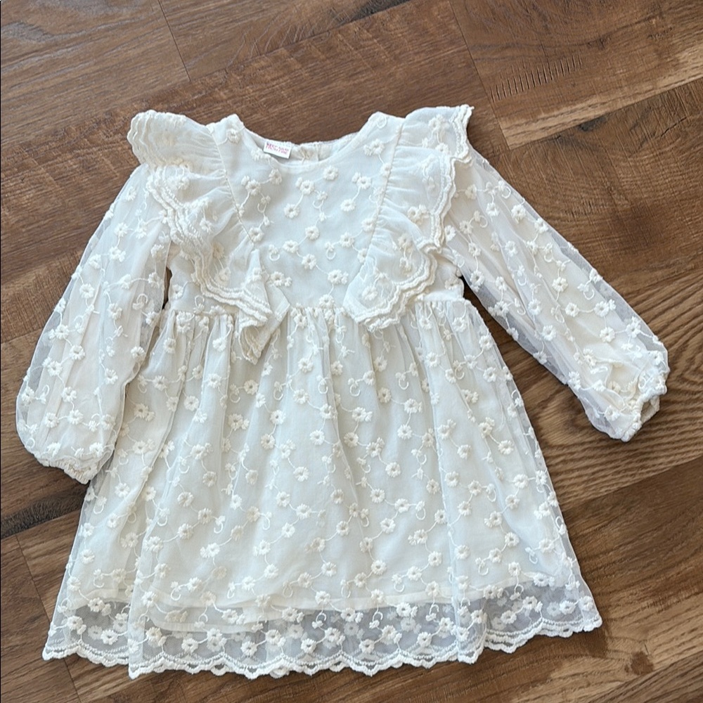 Zara Kids Cream Floral Lace Dress